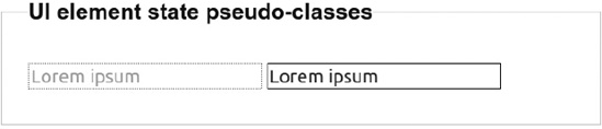 Disabled and enabled element states