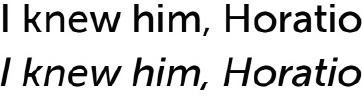 Museo Sans Regular (top) and Italic (bottom) applied using @font-face