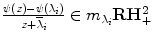 
$$\frac{\psi (z)-\psi ({\lambda }_{i})} {z+{\overline{\lambda }}_{i}} \in {m}_{{\lambda }_{i}}\mathbf{R{H}_{+}^{2}}$$
