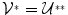 
$${\mathcal{V}}^{{_\ast}} = {\mathcal{U}}^{{_\ast}{_\ast}}$$
