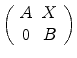 
$$\left (\begin{array}{cc} A&X\\ 0 & B\\ \end{array} \right )$$
