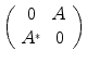 
$$\left (\begin{array}{cc} 0 & A\\ {A}^{{_\ast} } & 0\\ \end{array} \right )$$
