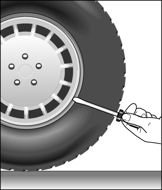 Figure 1-3:  You can use a screwdriver to pry a wheel cover loose.