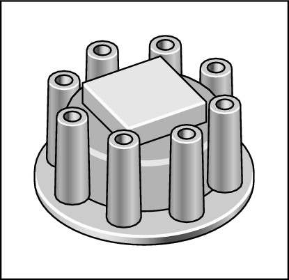 Figure 5-19:  A distributor cap for an electronic distributor.