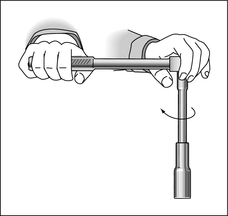 Figure 6-2:  Using a ratchet handle.