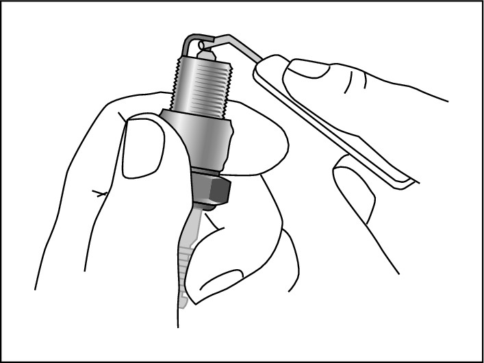 Figure 6-4:  Gapping a plug with a wire gauge.