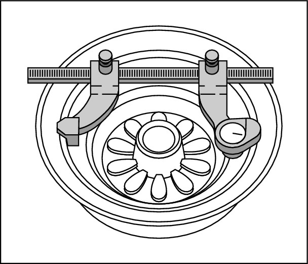 Figure 15-4:  Checking drum wear with a micrometer.