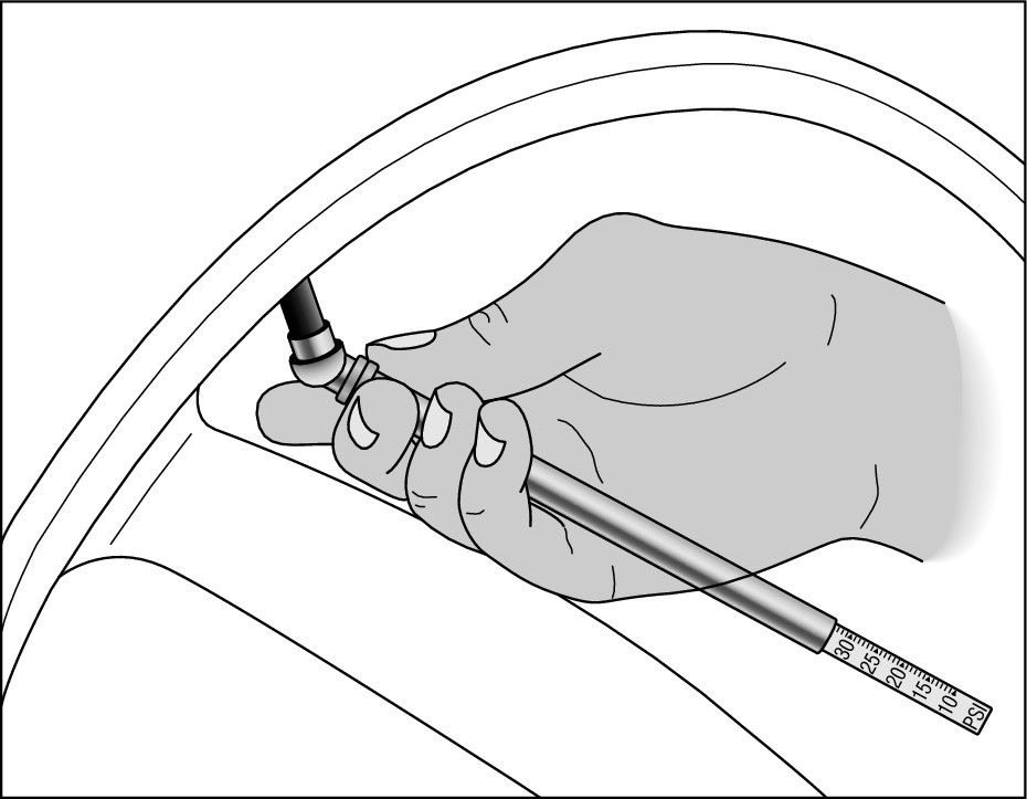 Figure 17-3:  The number on the tire gauge indicates air pressure in psi.