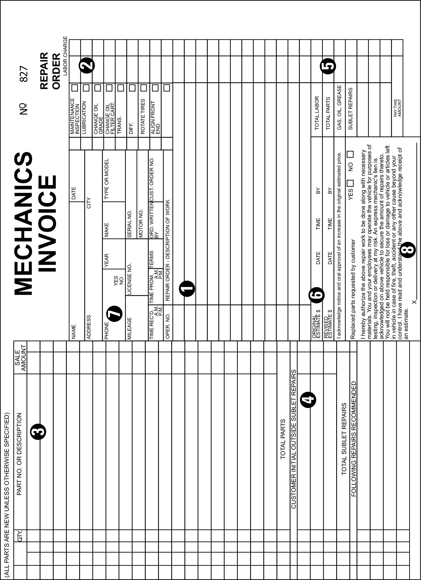 Figure 22-1:  A standard mechanic’s invoice.