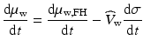 
$$ \frac{\mathrm{d}{\mu}_{\mathrm{w}}}{\mathrm{d}t} = \frac{\mathrm{d}{\mu}_{\mathrm{w},\mathrm{F}\mathrm{H}}}{\mathrm{d}t} - {\widehat{V}}_{\mathrm{w}}\frac{\mathrm{d}\sigma }{\mathrm{d}t} $$
