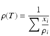 
$$ \rho (T)=\frac{1}{{\displaystyle \sum \frac{x_i}{\rho_i}}} $$
