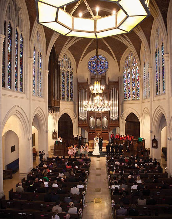 Photo of wedding in church.