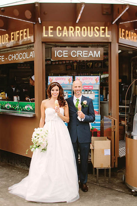 Photo of couple eating ice cream.