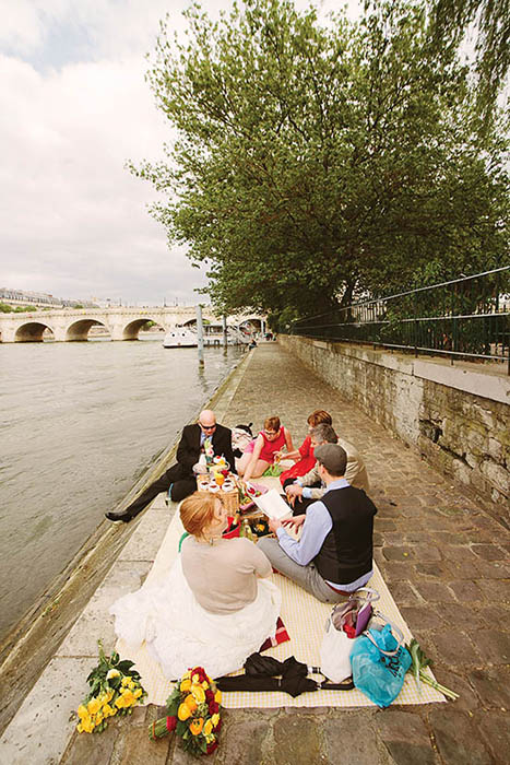 Photo of picnic by river.