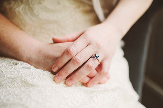 Photo of brides folded hands.