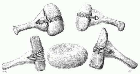 STONE HAMMERS AND ANVIL FOR CRUSHING BONES.