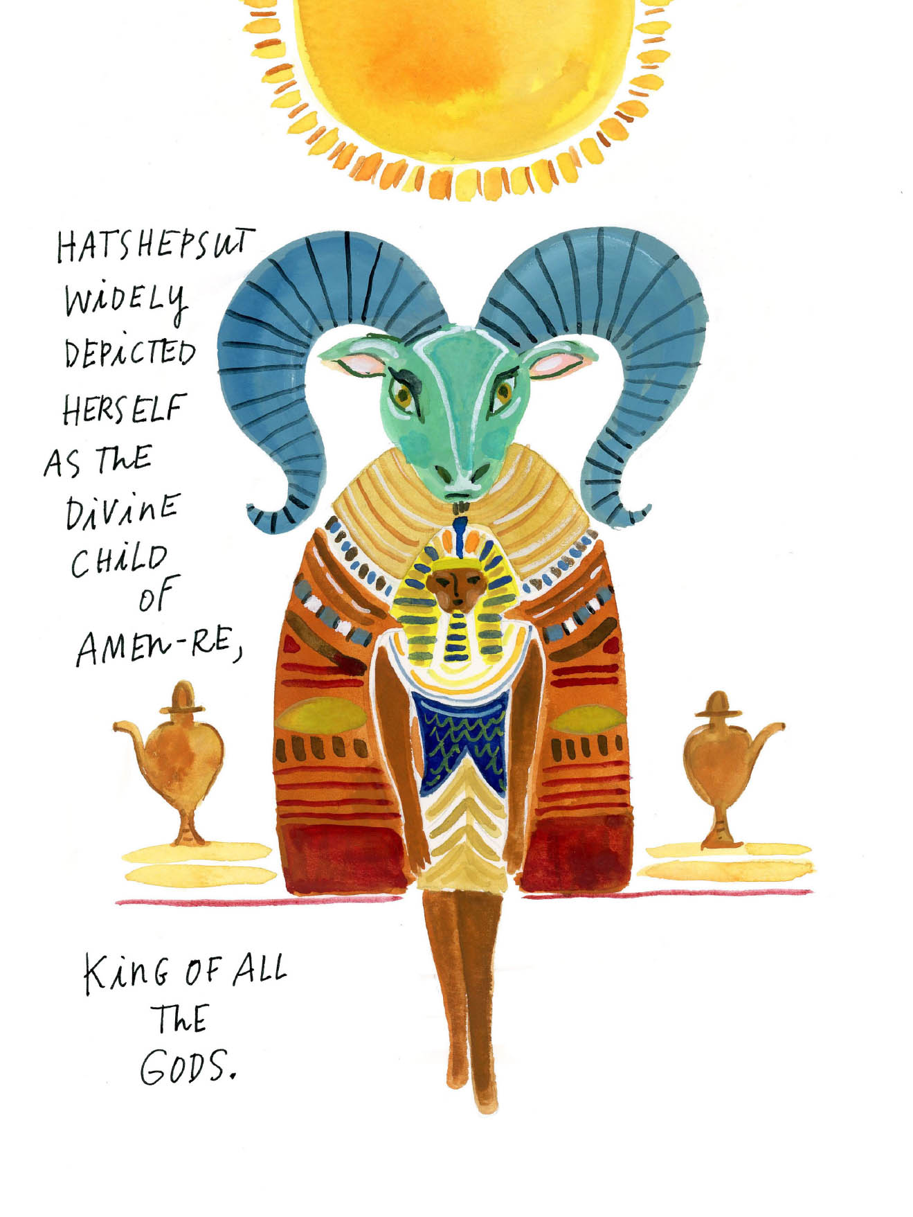 HATSHEPSUT WIDELY DEPICTED HERSELF AS THE DIVINE CHILD OF AMEN-RE, KING OF ALL THE GODS.