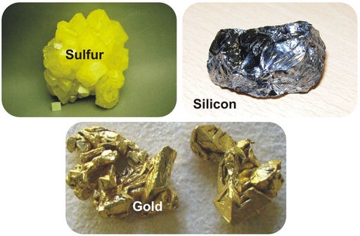 Composite of sulfur, gold, and silicon