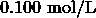 0.100 \ \mathrm{mol/L}