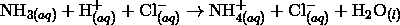 \mathrm{NH}_{3(aq)} + \mathrm{H}^+_{(aq)} + \mathrm{Cl}^-_{(aq)} \rightarrow \mathrm{NH}^+_{4(aq)} + \mathrm{Cl}^-_{(aq)} + \mathrm{H}_2\mathrm{O}_{(l)}