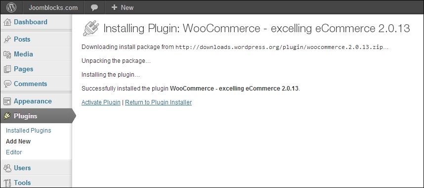 Installing WooCommerce