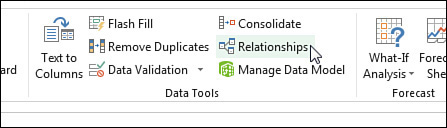 The Data Tools group includes Text To Columns, Flash Fill, Remove Duplicates, Data Validation, Consolidate, Relationships, and Manage Data Model.