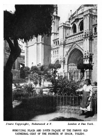 Municipal plaza and south façade of the famous old cathedral-seat of the Primate of Spain, Toledo