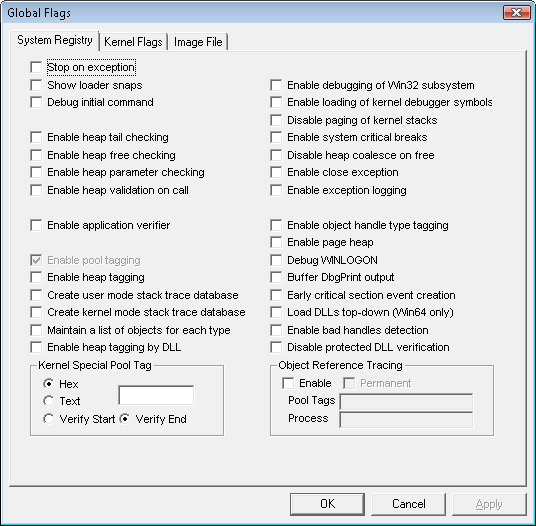 Setting system debugging options with Gflags