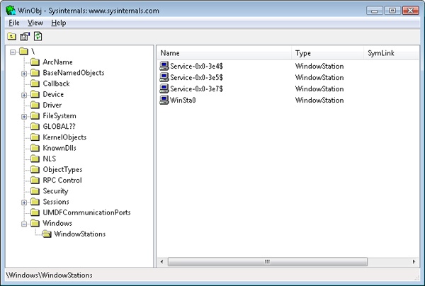 List of window stations