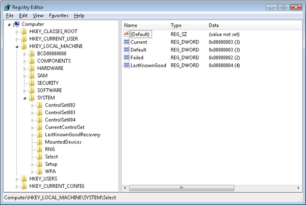 Control set selection key