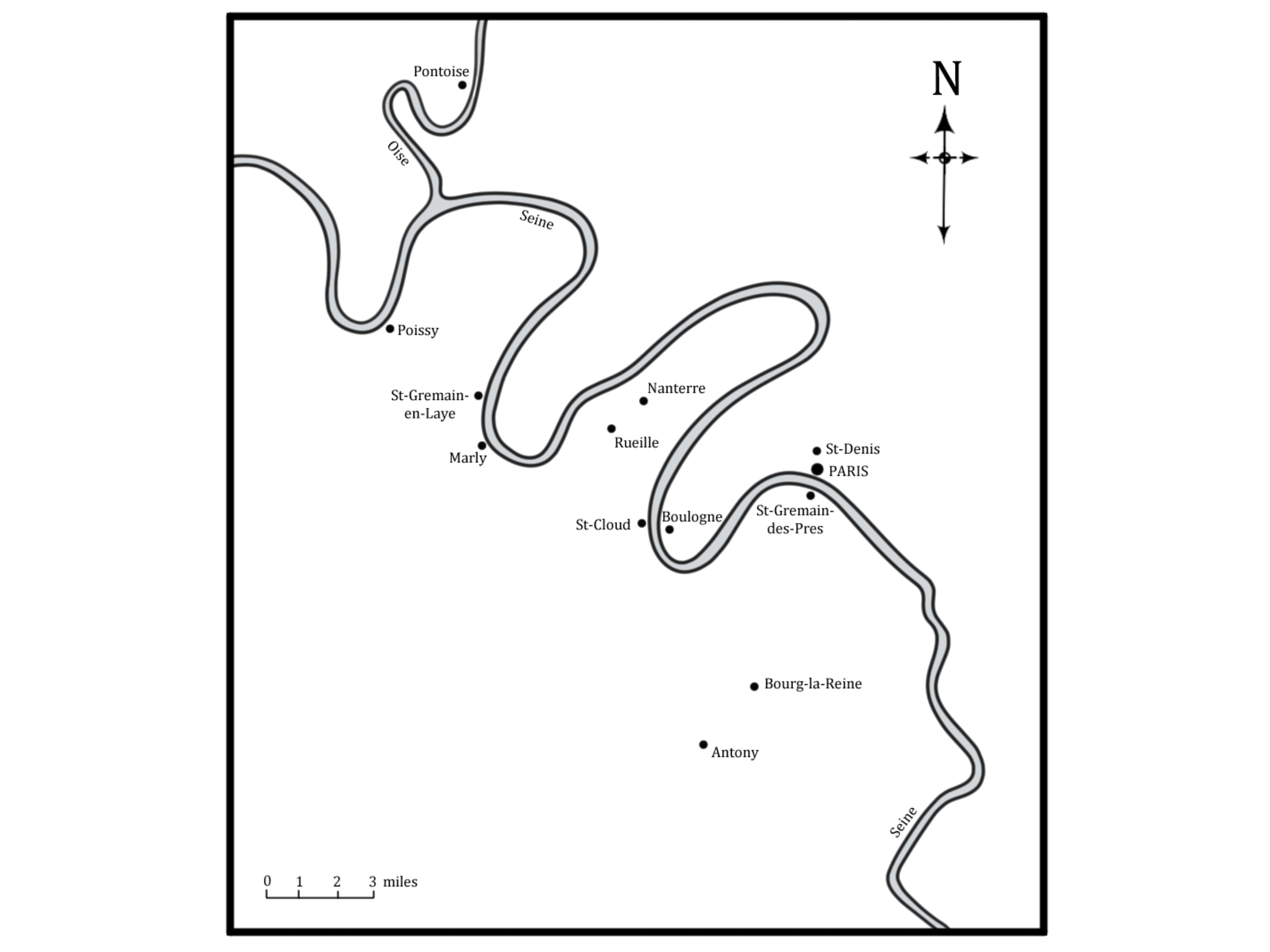 Map of Paris and Poissy