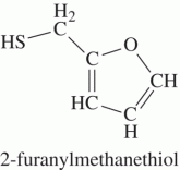 Structural formula of 2-furanylmethanethiol.