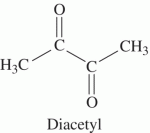 Structural formula of diacetyl.