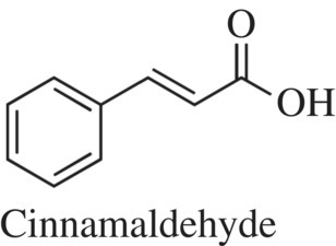 Structural formula of cinnamaldehyde.