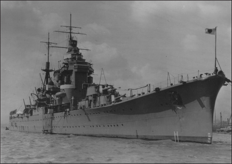 PHOTO 5.1. The impressive lines of the heavy cruiser Myōkō in August 1934 before her last reconstruction. (NARA)