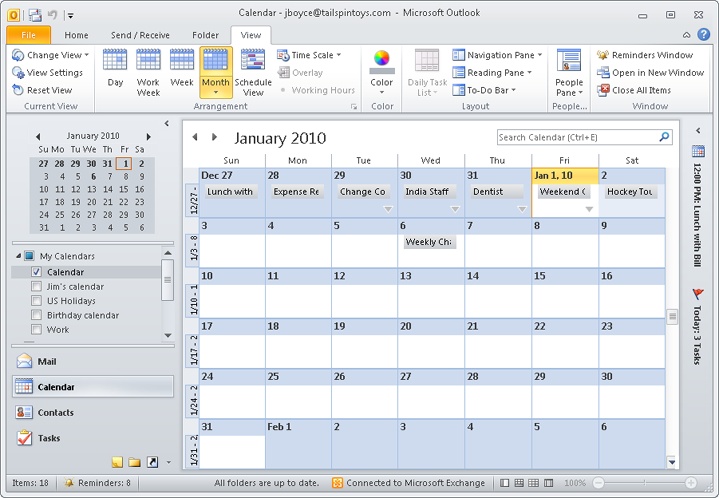 Use the Month view to plan a broader range of time.