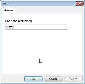 The Find dialog box offers only a single search field for OAB searches.