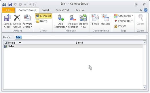 You can select various options for distribution lists you store in the Contacts folder.