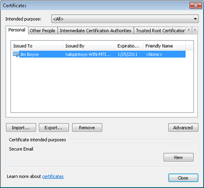 You can use the Certificates dialog box to export a certificate.