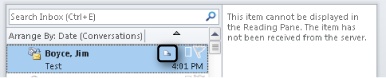 Outlook 2010 places an icon in the Header Status column to indicate that the message itself has yet to be downloaded.