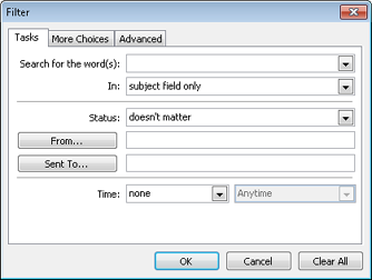 Use the Filter dialog box to specify conditions for the formatting rule.