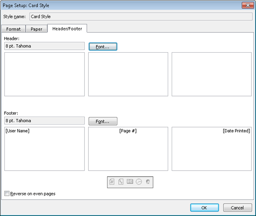 Use the Header/Footer tab to enter header and footer data.