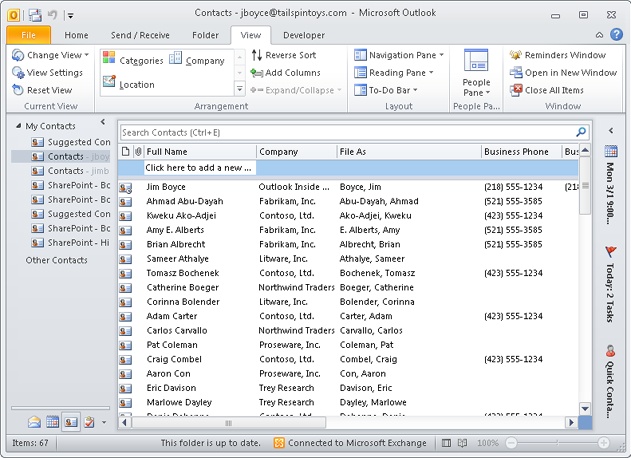 You can copy data from an Outlook 2010 table view to Excel 2010 easily.