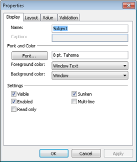 You can use the Properties dialog box to modify the properties of a control.