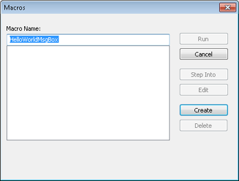 Enter the name for a new macro in the Macro Name box.