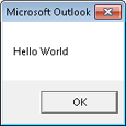 The Hello World message box appears when you run the macro.