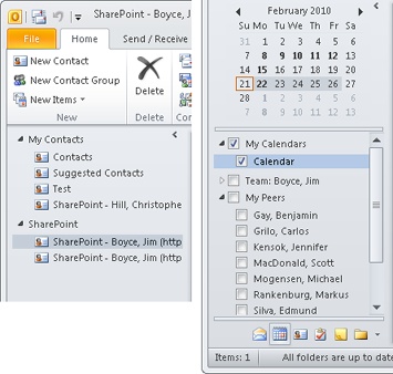 These folder groups are used to organize contact and calendar folders.