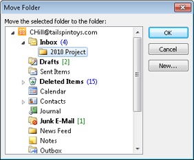 To move a folder, select its new location in the Move Folder dialog box.