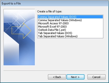 You can choose one of these file types for exporting.