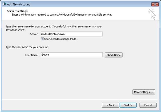 Configure basic Exchange Server settings on the Server Settings page.